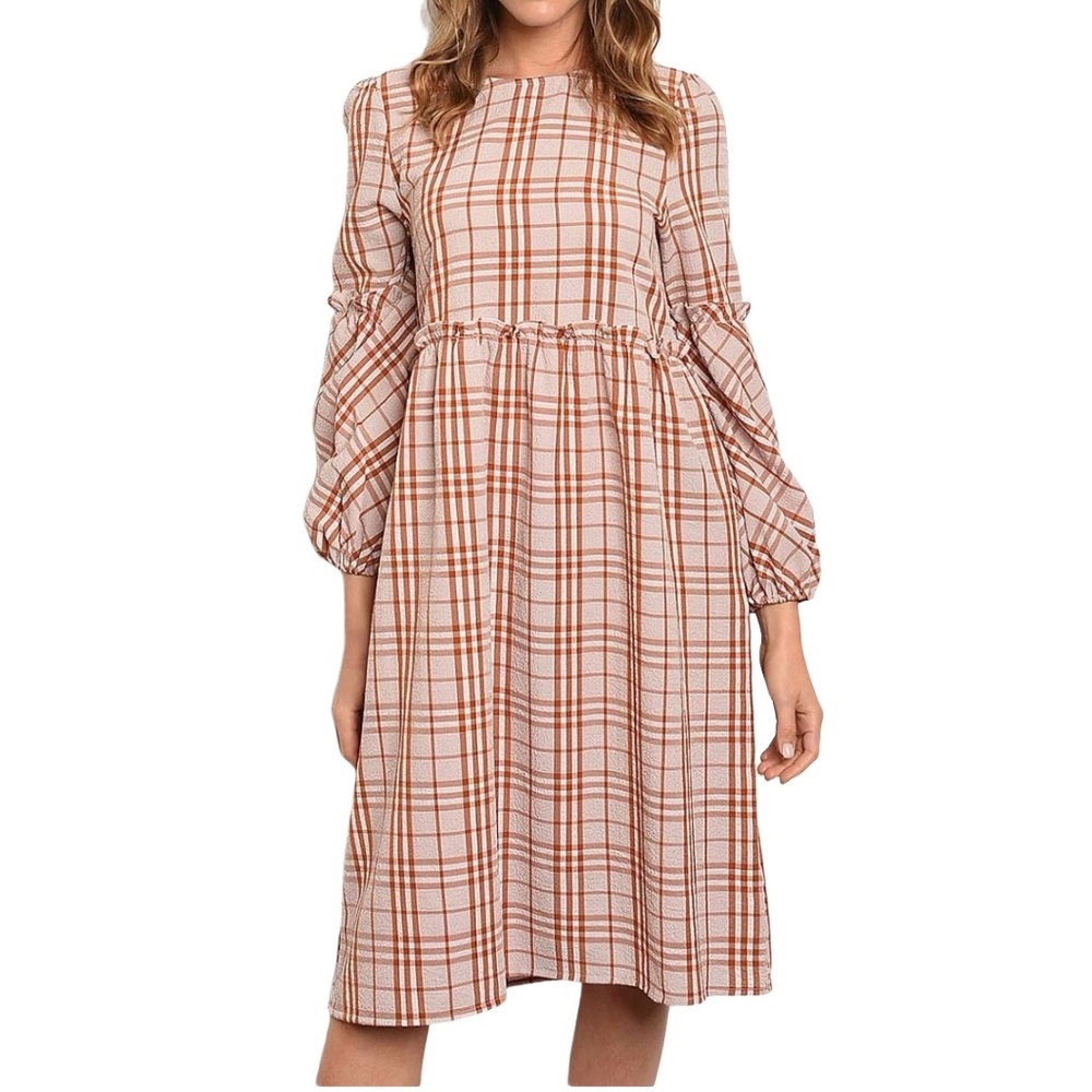 Orange Creek NWT Baby Doll Plaid Dress Size:Small